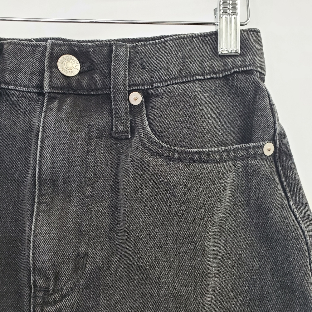 Madewell Rigid Denim A-Line Mini Skirt Black Lunar Wash Cutout Edition NEW - Picture 5 of 8
